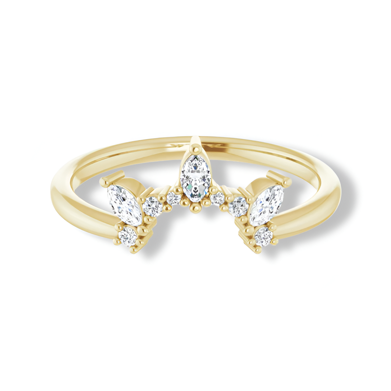 Round And Marquise Diamond Contour Band-VIRABYANI
